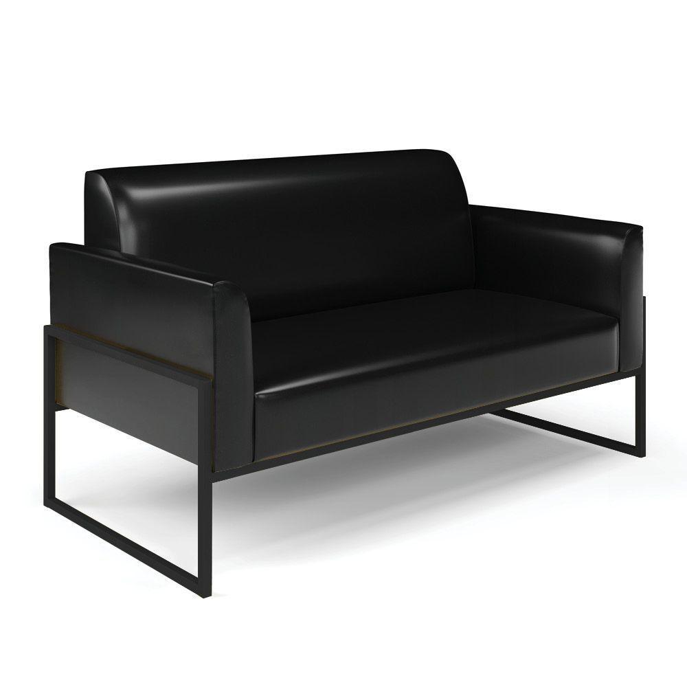 Sofá Namoradeira Com 2 Poltronas Base Industrial Alta Preto Marisa Corano Preto D03 - D\'rossi - 2