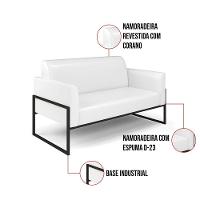 Sofá Namoradeira Com Poltrona Base Industrial Alta Preto Marisa Corano Branco D03 - D\'rossi - 5