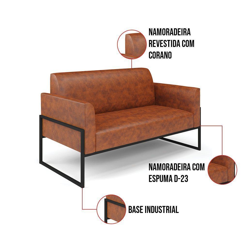 Sofá Namoradeira Com Poltrona Base Industrial Alta Preto Marisa Corano Nozes D03 - D\'rossi - 4