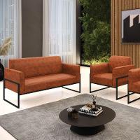 Sofá Namoradeira Com Poltrona Base Industrial Alta Preto Marisa Corano Nozes D03 - D\'rossi - 3