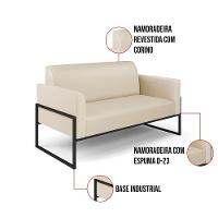 Sofá Namoradeira Com Poltrona Base Industrial Alta Preto Marisa Corino Bege D03 - D\'rossi - 2