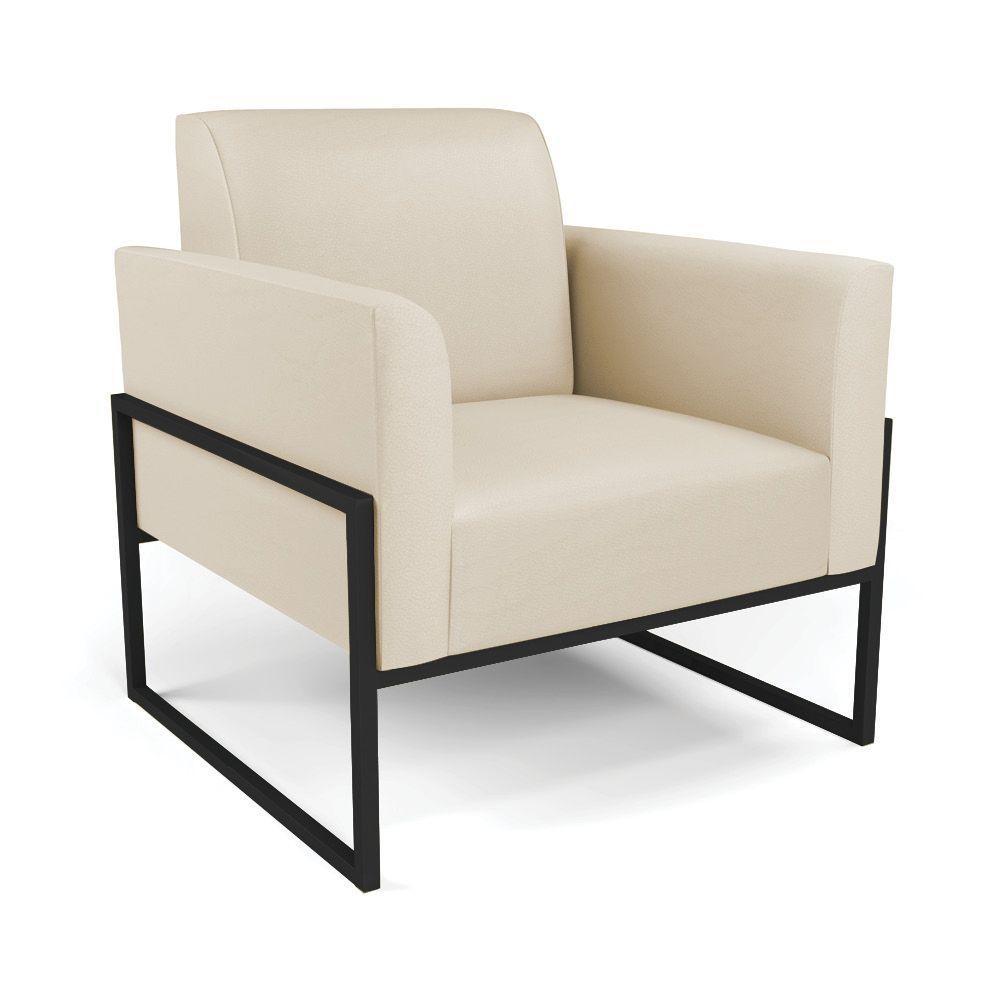 Sofá Namoradeira Com 2 Poltronas Base Industrial Alta Preto Marisa Corino Bege D03 - D\'rossi - 3