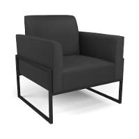 Sofá Namoradeira Com Poltrona Base Industrial Alta Preto Marisa Corino Preto D03 - D\'rossi - 7