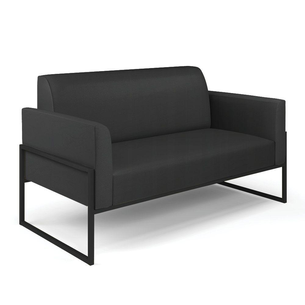 Sofá Namoradeira Com 2 Poltronas Base Industrial Alta Preto Marisa Corino Preto D03 - D\'rossi - 3