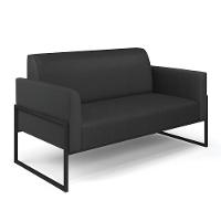 Sofá Namoradeira Com 2 Poltronas Base Industrial Alta Preto Marisa Corino Preto D03 - D\'rossi - 3