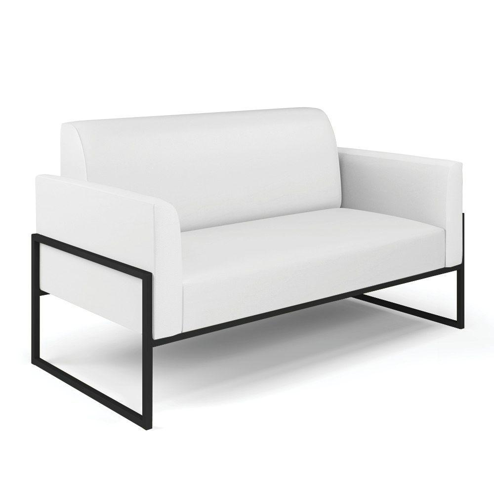 Sofá Namoradeira Com Poltrona Base Industrial Alta Preto Marisa Corino Branco D03 - D\'rossi - 3