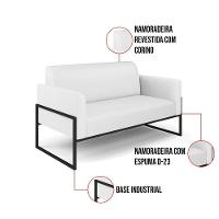 Sofá Namoradeira Com Poltrona Base Industrial Alta Preto Marisa Corino Branco D03 - D\'rossi