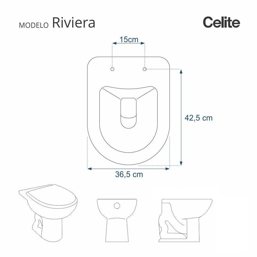 Assento Sanitário Poliester Riviera Branco Ferragem Dourada Para Vaso Celite - 4