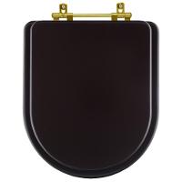 Assento Sanitario Poliester Carrara Marrom Fosco Para Vaso Deca Com Ferragem Dourada - 1