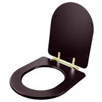 Assento Sanitario Poliester Carrara Marrom Fosco Para Vaso Deca Com Ferragem Dourada - 5
