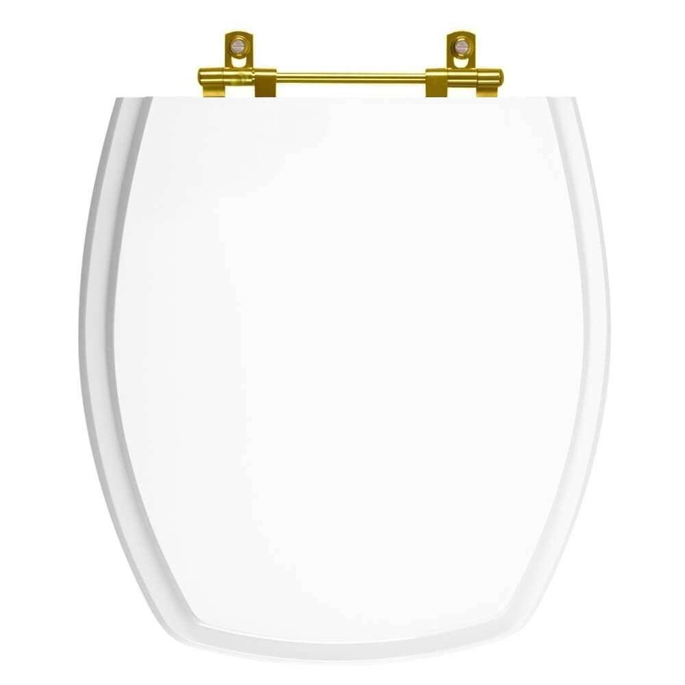 Assento Sanitário Thema Branco Para Vaso Incepa Com Ferragem Dourada - 1