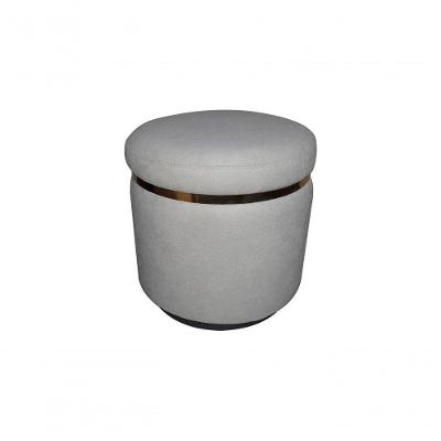 Puff Quartzo Giratoria E Perfil Sintético Linho Cinza Granito