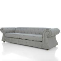 Sofá Roma Assento Fixo E Pés, Assentos De 1,05 E Braços De 32,5 Total 2,75 X 0,85 Veludo Cinza - 1