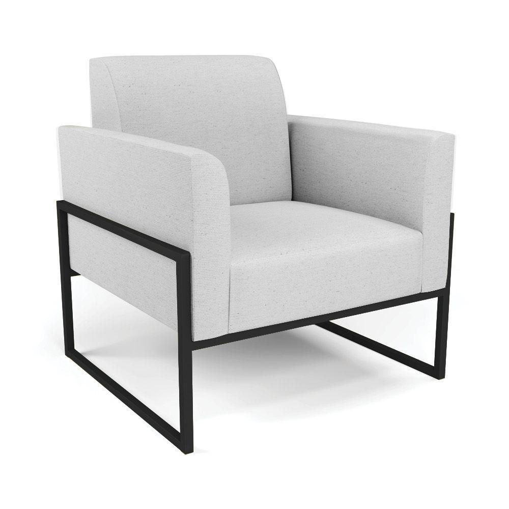 Sofá Namoradeira Com 2 Poltronas Base Industrial Alta Preto Marisa Linho D03 - D\'rossi Cor A05 Cinza - 5