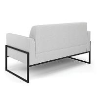 Sofá Namoradeira Com 2 Poltronas Base Industrial Alta Preto Marisa Linho D03 - D\'rossi Cor A05 Cinza