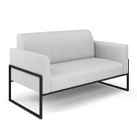 Sofá Namoradeira Com 2 Poltronas Base Industrial Alta Preto Marisa Linho D03 - D\'rossi Cor A05 Cinza - 6