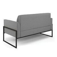 Sofá Namoradeira Com 2 Poltronas Base Industrial Alta Preto Marisa Linho D03 - D\'rossi Cor A26 Grafite - 2