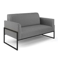 Sofá Namoradeira Com 2 Poltronas Base Industrial Alta Preto Marisa Linho D03 - D\'rossi Cor A26 Grafite - 3