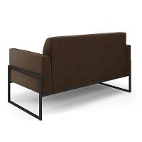 Sofá Namoradeira Com Poltrona Base Industrial Alta Preto Marisa Suede D03 - D\'rossi Cor Marrom