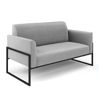 Sofá Namoradeira Com Poltrona Base Industrial Alta Preto Marisa Suede D03 - D\'rossi Cor Cinza - 6