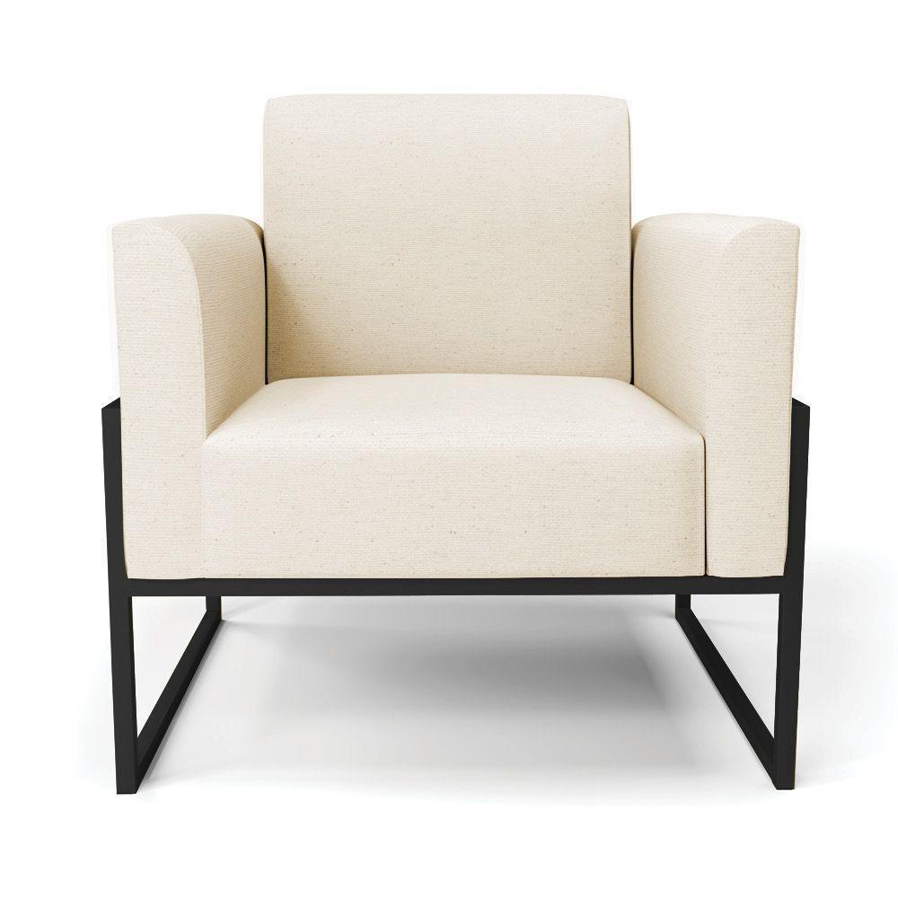 Poltrona Base Industrial Alta Preto Marisa Linho D03 - D\'rossi Cor A19 Bege - 2