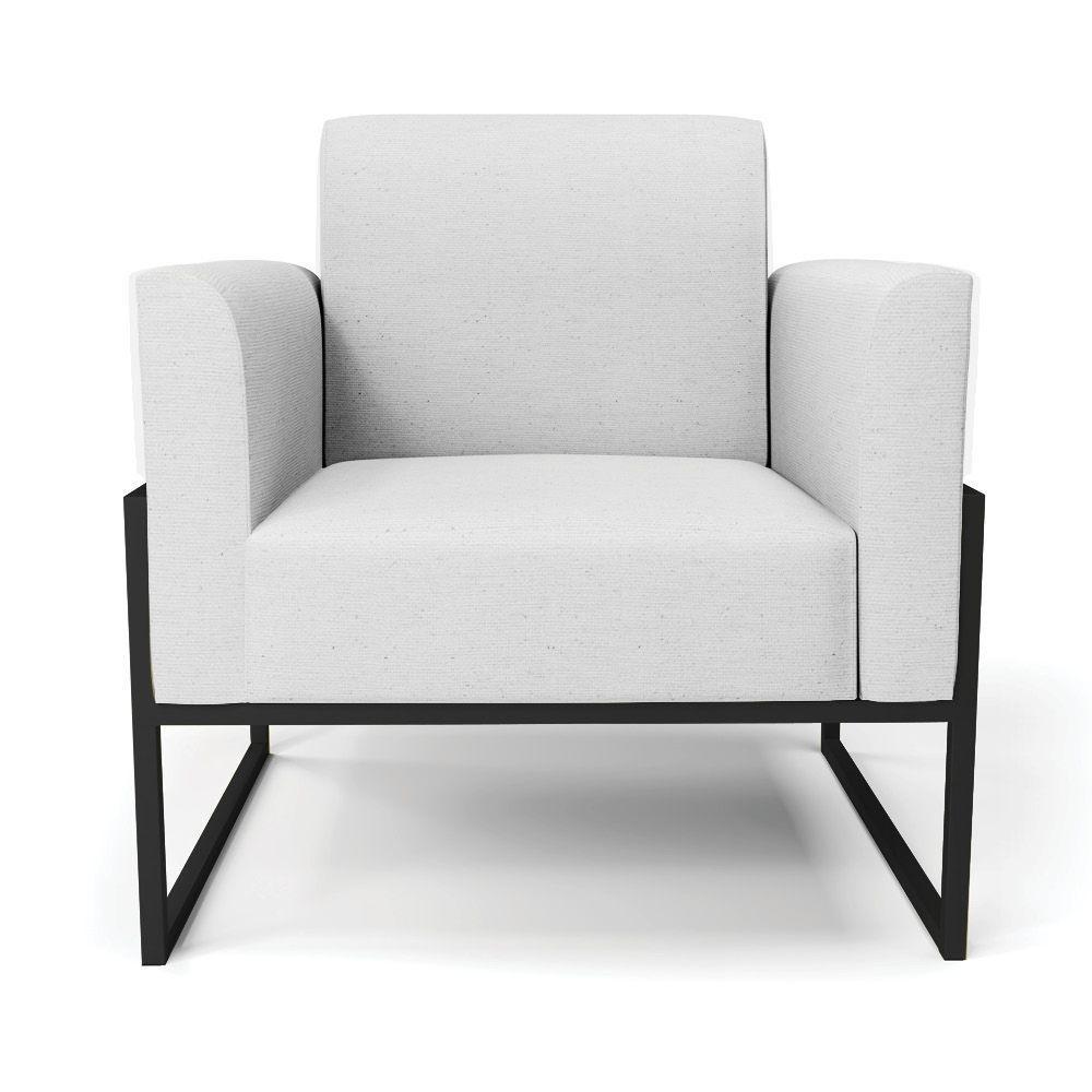 Kit 2 Poltronas Base Industrial Alta Preto Marisa Linho Cinza A05 D03 - D\'rossi - 3