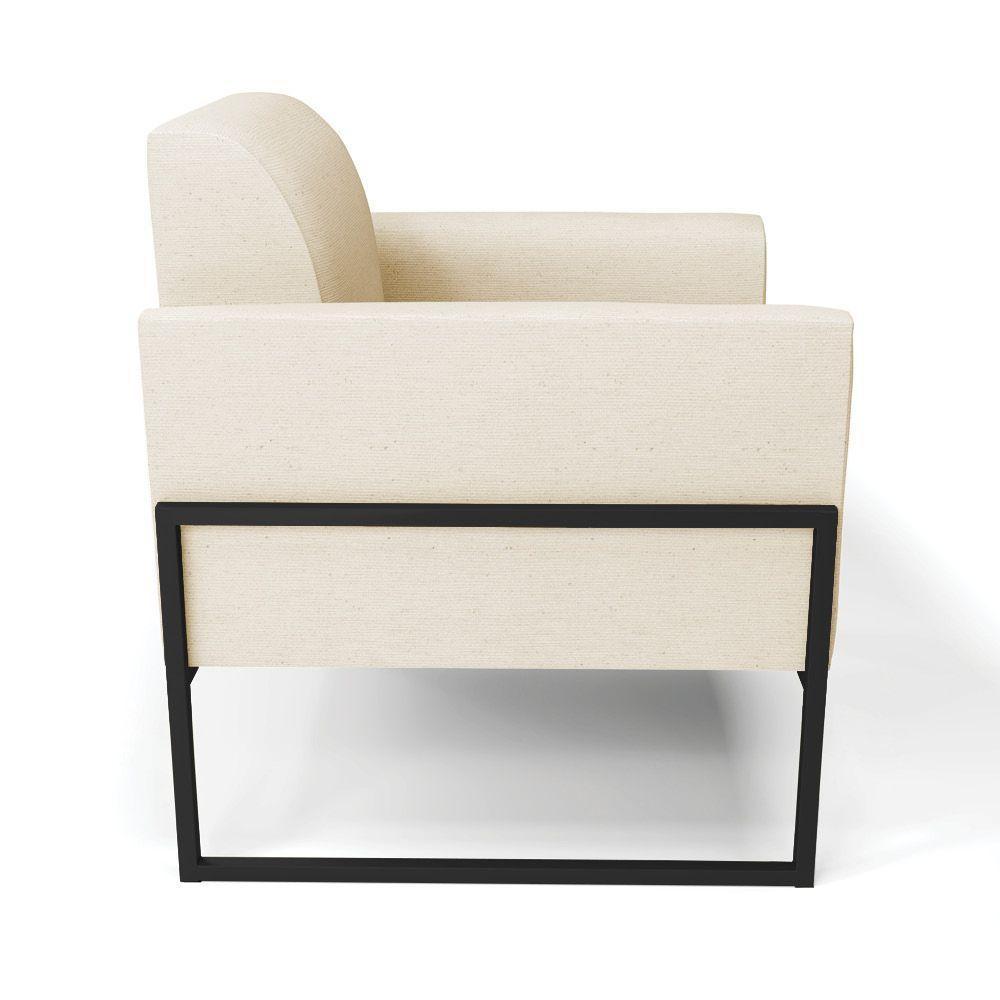 Poltrona Base Industrial Alta Preto Marisa Linho Bege A19 D03 - D\'rossi - 2