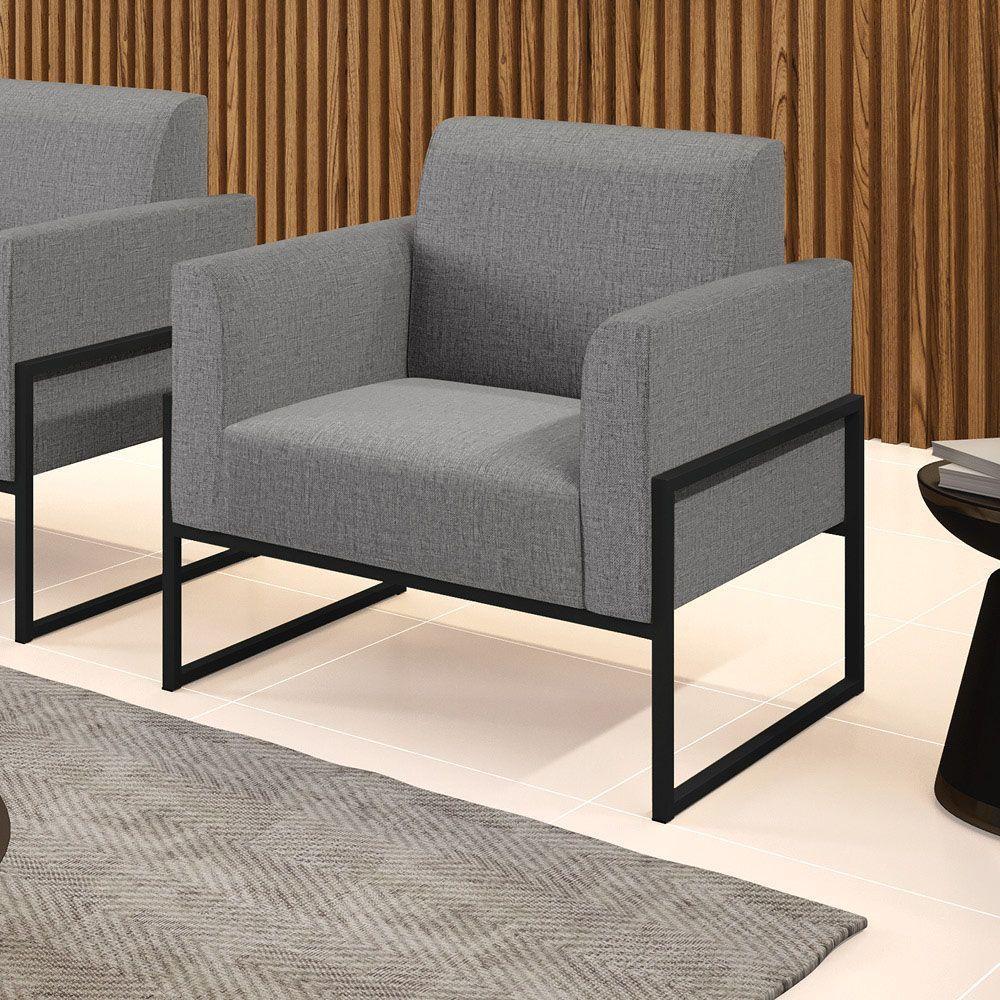 Poltrona Base Industrial Alta Preto Marisa Linho D03 - D\'rossi Cor A26 Grafite - 7