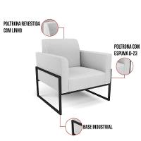 Poltrona Base Industrial Alta Preto Marisa Linho Cinza A05 D03 - D\'rossi - 5