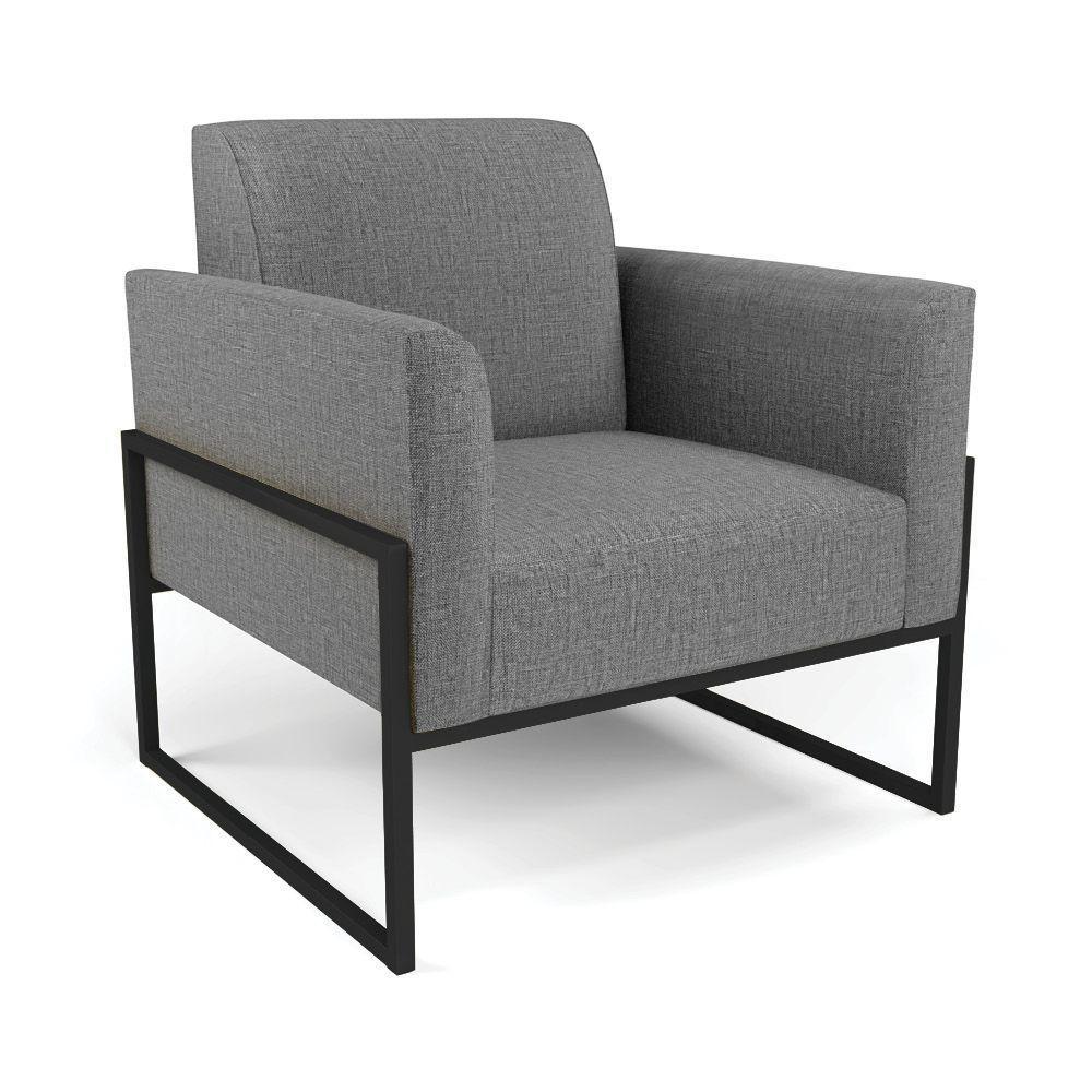 Poltrona Base Industrial Alta Preto Marisa Linho Grafite A26 D03 - D\'rossi - 1