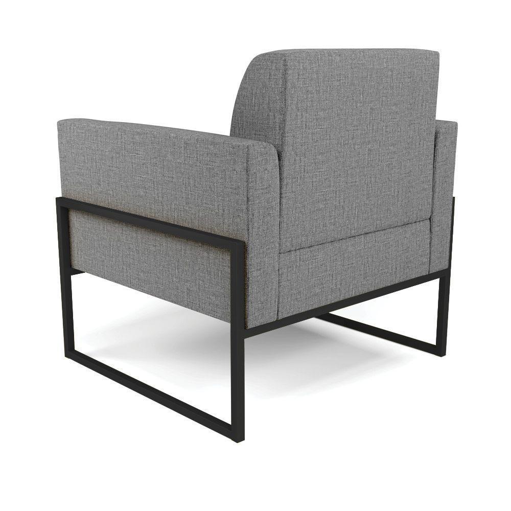 Kit 2 Poltronas Base Industrial Alta Preto Marisa Linho Grafite A26 D03 - D\'rossi - 2