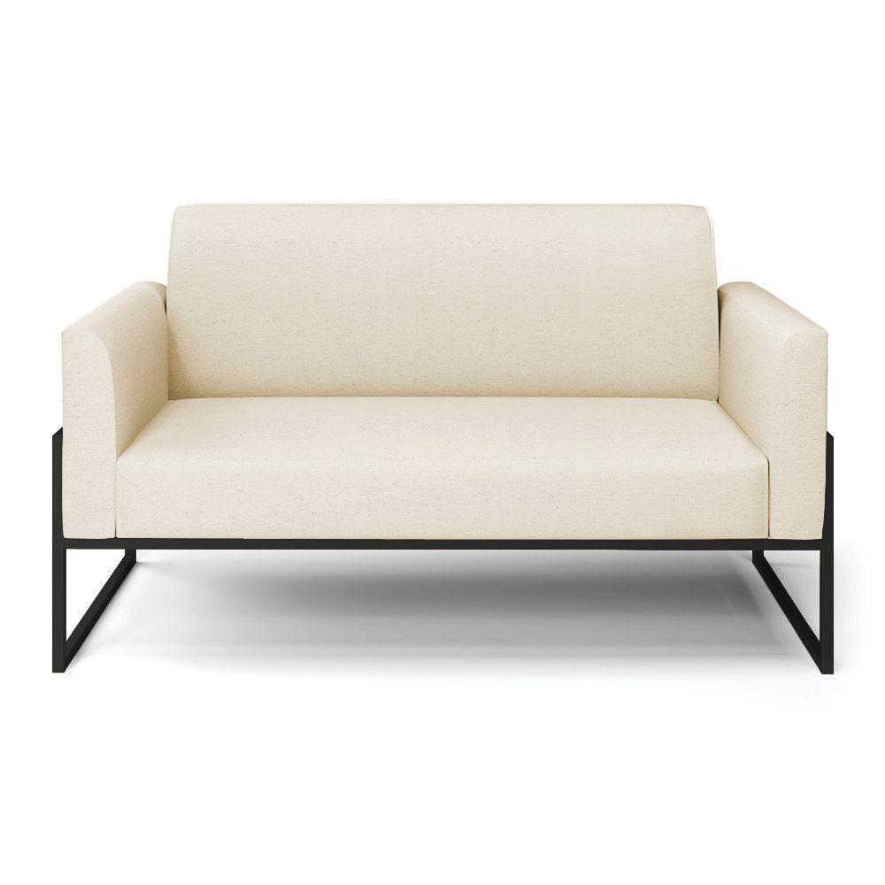 Sofá Namoradeira Base Industrial Alta Preto Marisa Linho D03 - D\'rossi Cor A19 Bege - 6