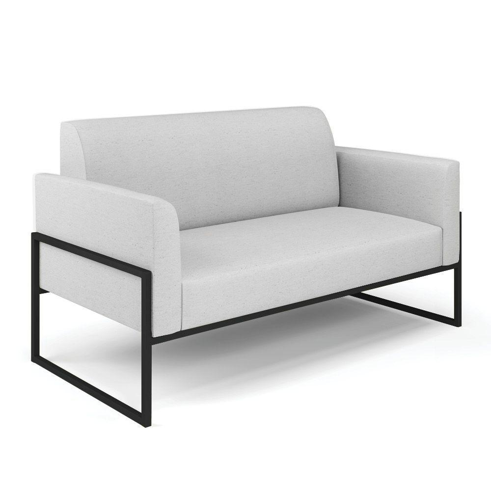 Sofá Namoradeira Base Industrial Alta Preto Marisa Linho D03 - D\'rossi Cor A05 Cinza - 1