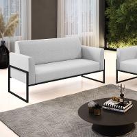 Sofá Namoradeira Base Industrial Alta Preto Marisa Linho D03 - D\'rossi Cor A05 Cinza - 2