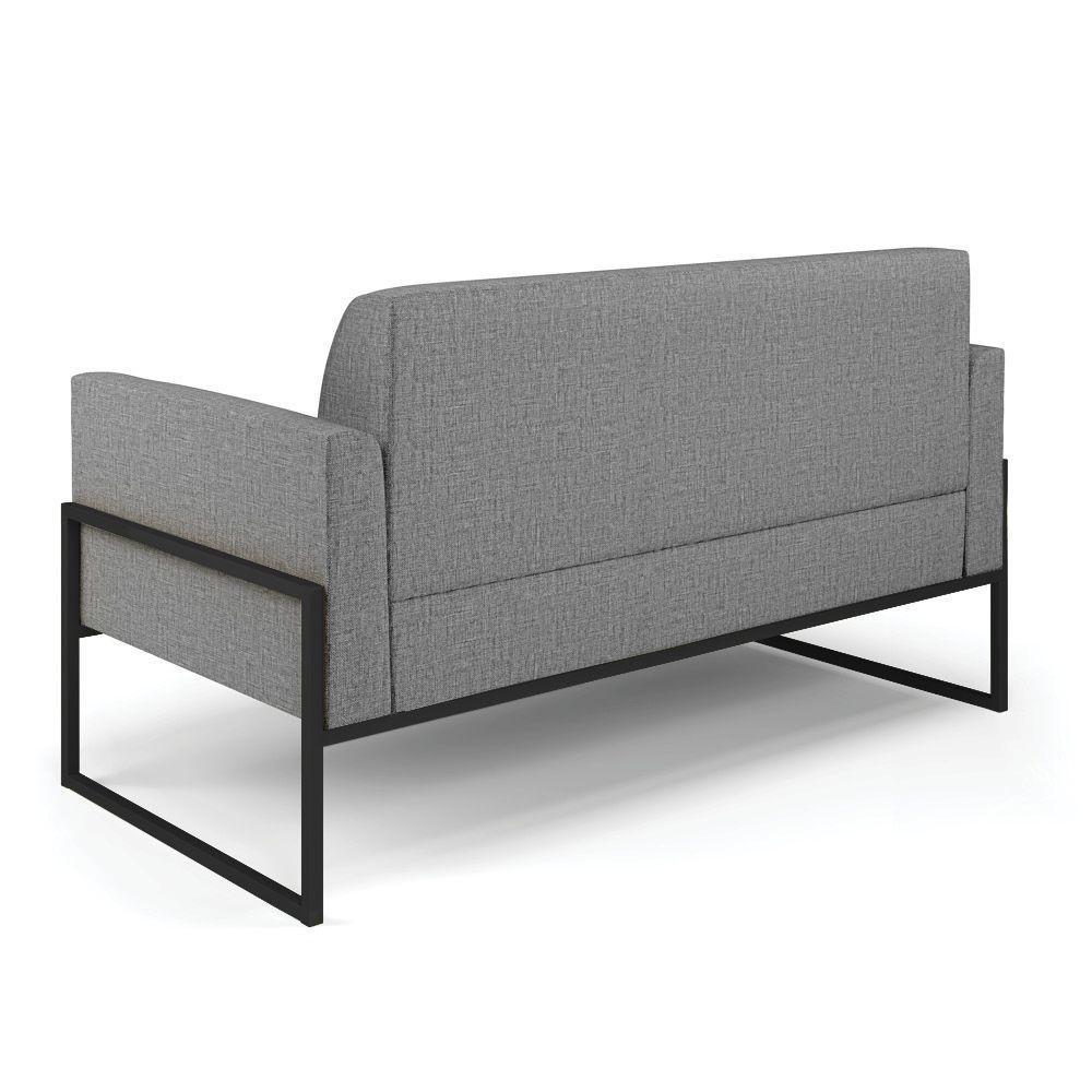 Sofá Namoradeira Com Poltrona Base Industrial Alta Preto Marisa Linho Grafite A26 D03 - D\'rossi - 7