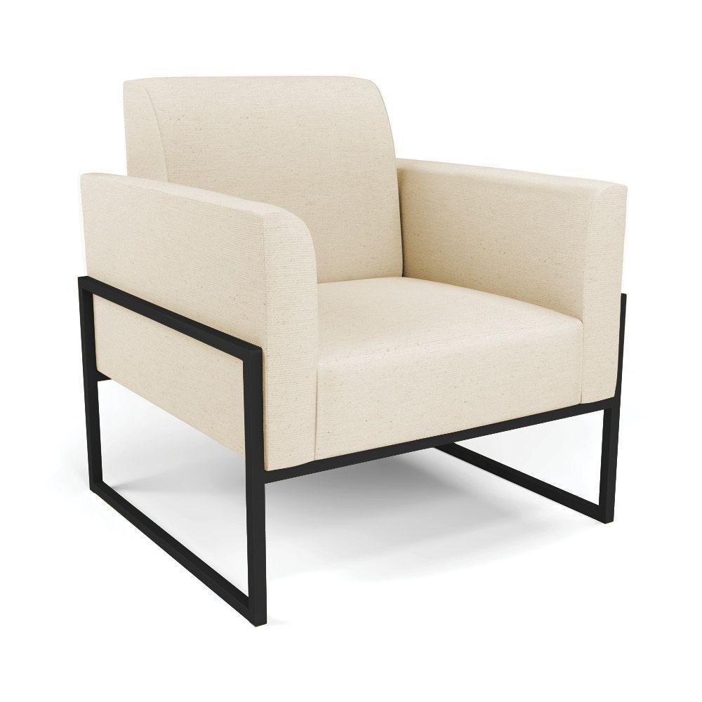 Sofá Namoradeira Com Poltrona Base Industrial Alta Preto Marisa Linho D03 - D\'rossi Cor A19 Bege - 6