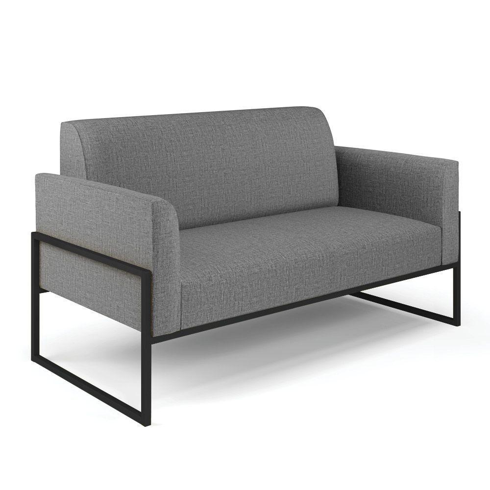 Sofá Namoradeira Com 2 Poltronas Base Industrial Alta Preto Marisa Linho Grafite A26 D03 - D\'rossi - 5