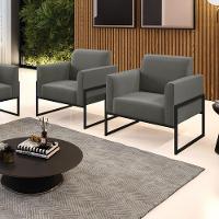 Kit 2 Poltronas Base Industrial Alta Preto Marisa Suede Grafite D03 - D\'rossi - 6