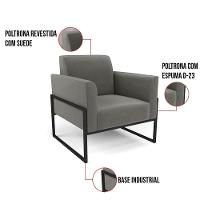 Kit 2 Poltronas Base Industrial Alta Preto Marisa Suede Grafite D03 - D\'rossi - 7