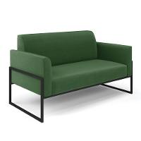 Sofá Namoradeira Com 2 Poltronas Base Industrial Alta Preto Marisa Suede Verde D03 - D\'rossi - 3