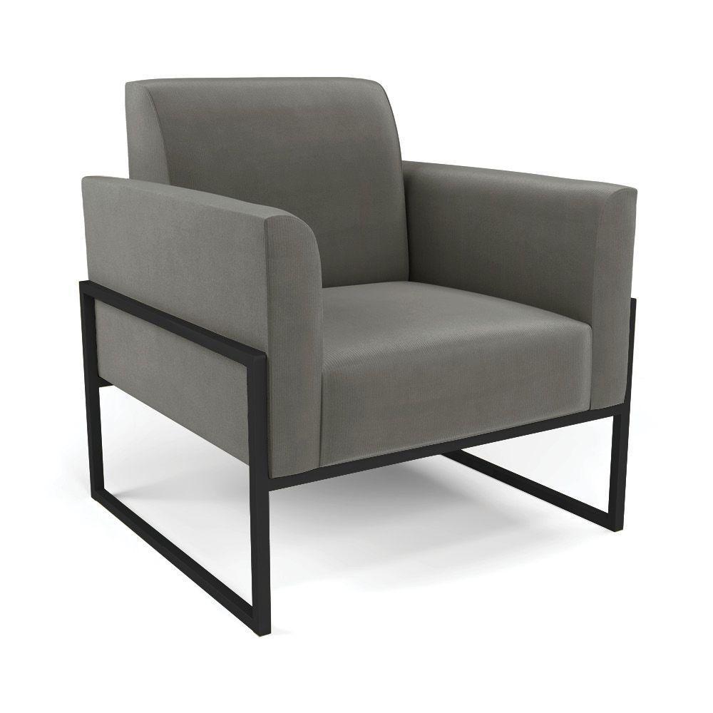 Poltrona Base Industrial Alta Preto Marisa Suede Grafite D03 - D\'rossi - 1