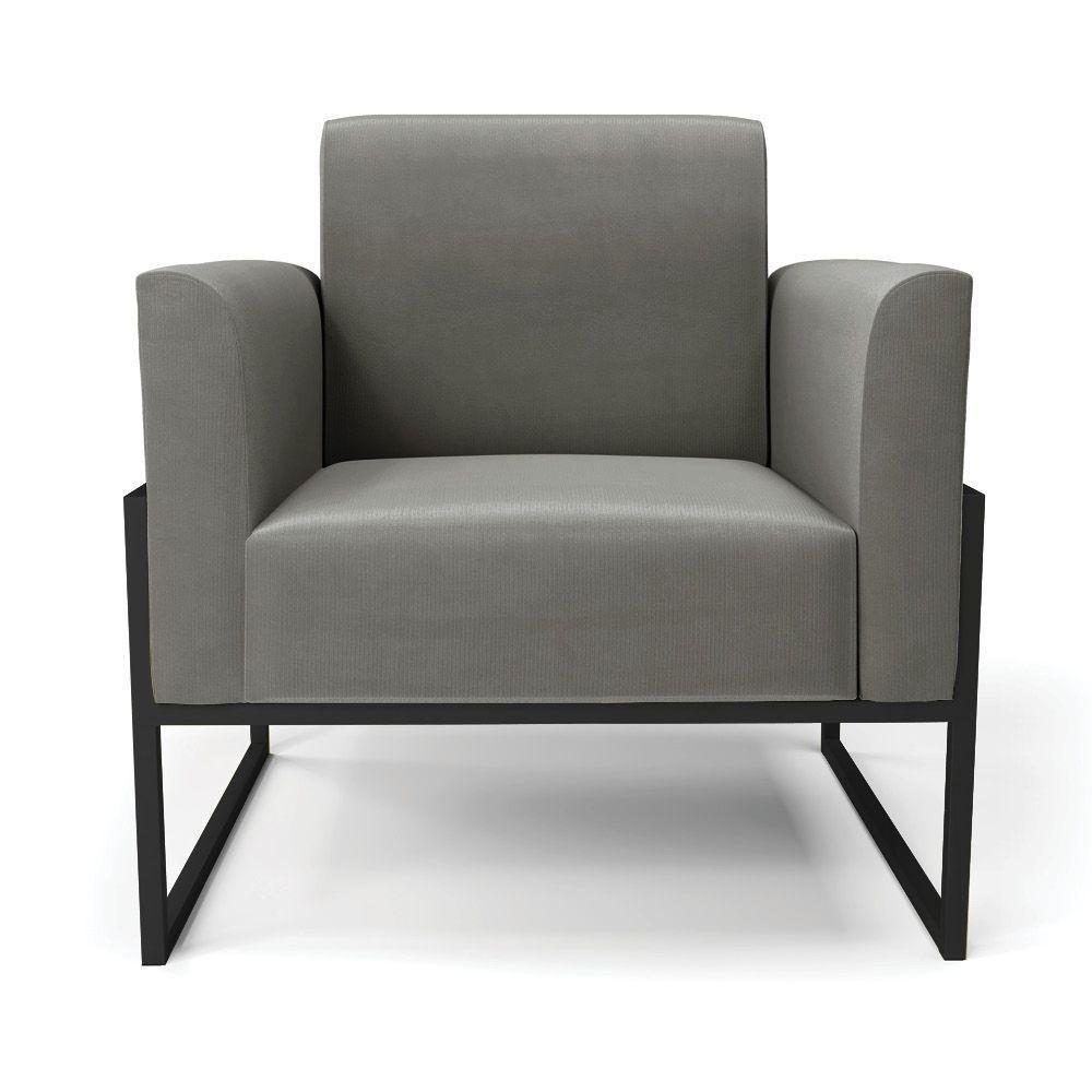 Poltrona Base Industrial Alta Preto Marisa Suede Grafite D03 - D\'rossi - 7