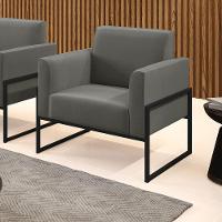 Poltrona Base Industrial Alta Preto Marisa Suede Grafite D03 - D\'rossi - 2