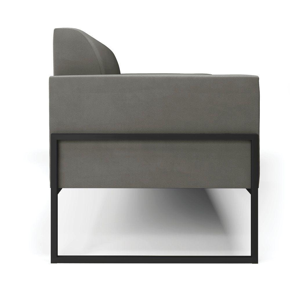 Sofá Namoradeira Base Industrial Alta Preto Marisa Suede D03 - D\'rossi Cor Grafite - 5