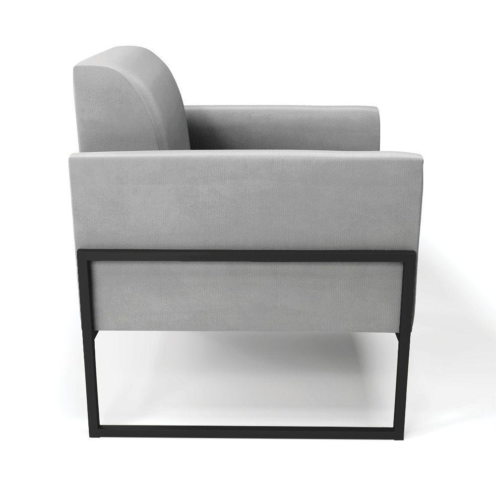 Kit 2 Poltronas Base Industrial Alta Preto Marisa Suede D03 - D\'rossi Cor Cinza - 5