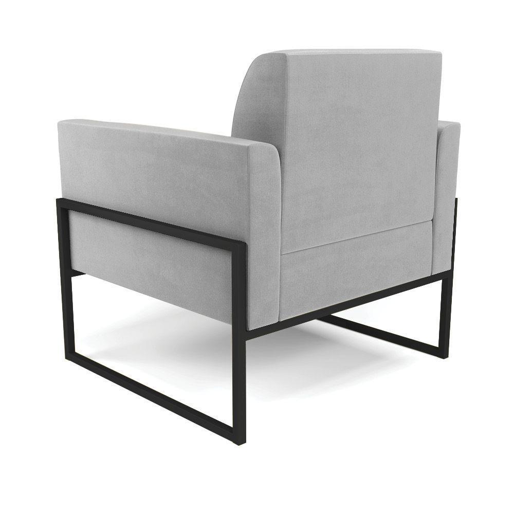 Kit 2 Poltronas Base Industrial Alta Preto Marisa Suede D03 - D\'rossi Cor Cinza - 6