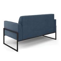 Sofá Namoradeira Com Poltrona Base Industrial Alta Preto Marisa Suede Azul Marinho D03 - D\'rossi - 3