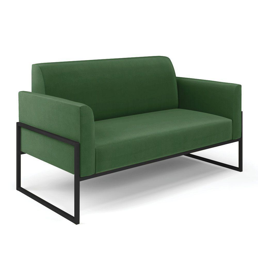 Sofá Namoradeira Com 2 Poltronas Base Industrial Alta Preto Marisa Suede D03 - D\'rossi Cor Verde - 2