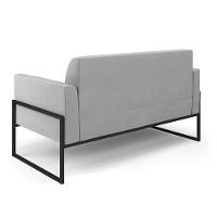 Sofá Namoradeira Com 2 Poltronas Base Industrial Alta Preto Marisa Suede Cinza D03 - D\'rossi - 7