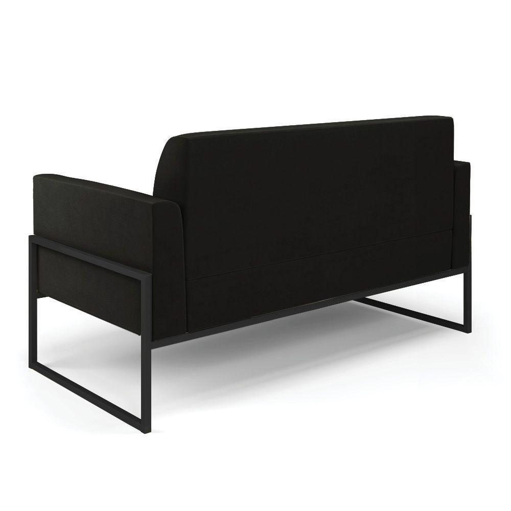 Sofá Namoradeira Com 2 Poltronas Base Industrial Alta Preto Marisa Suede D03 - D\'rossi Cor Preto - 2